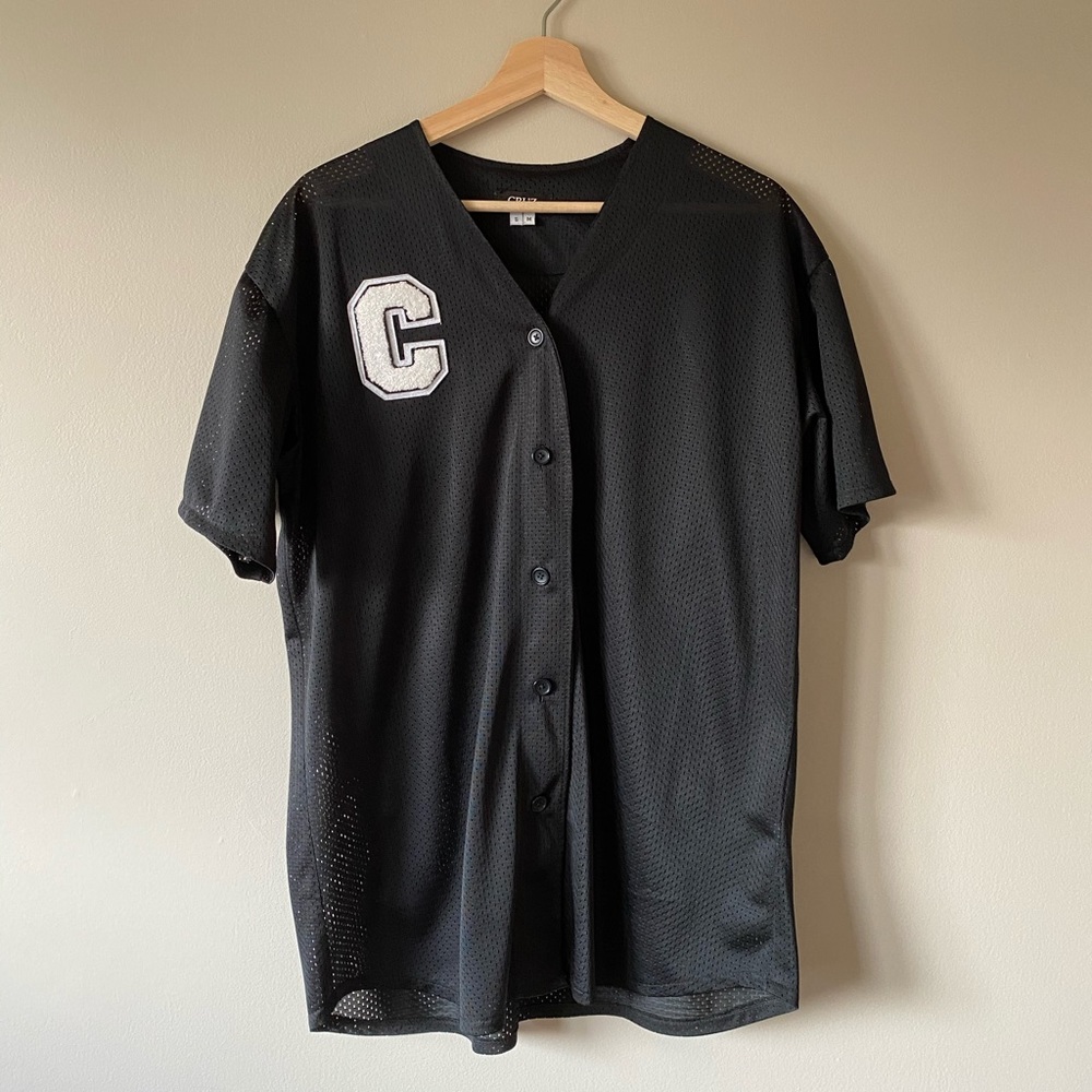 Mod Black Baseball Captain Jersey, Terry Letter